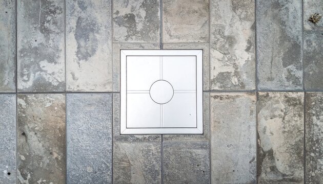 Modern white square light switch on stone wall.