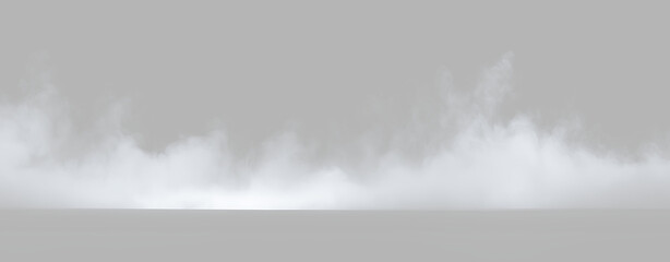 Fototapeta premium White Fog and Smoke Ground Effect Isolated on Grey and Black Backgrounds