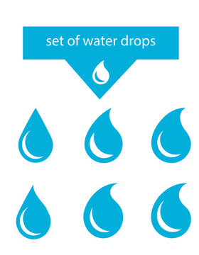 set of six blue color water drops