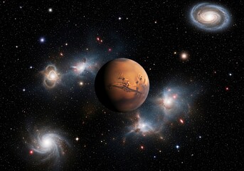 Fototapeta premium Crimson World Among Whispering Nebulae