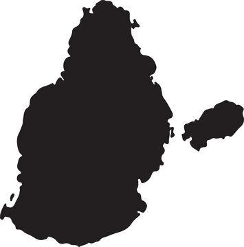Black silhouette map of Mauritius island simple vector outline for travel and geography concepts isolated on white background