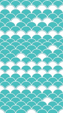 Teal and white fish scale seamless pattern