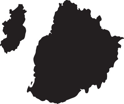 Black silhouette map of Mauritius island simple vector outline for travel and geography concepts isolated on white background