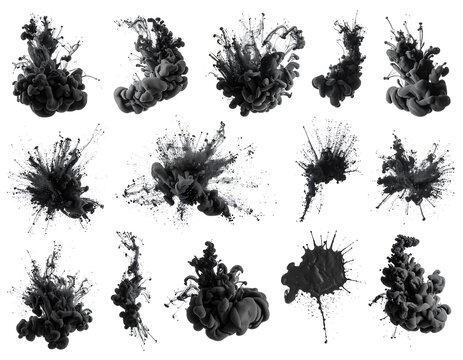 Ink Splashes with White Backdrop.
