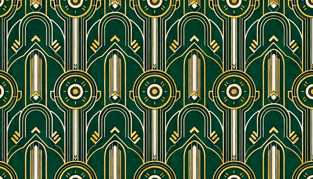 Design a sophisticated seamless Art Deco inspired repeating pattern combining elegant arches.
