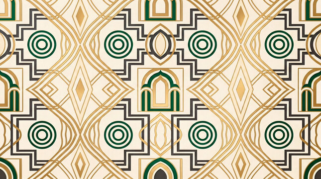Design a sophisticated seamless Art Deco inspired repeating pattern combining elegant arches.
