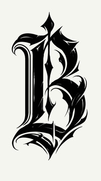 Detailed ornate gothic letter B illustration.