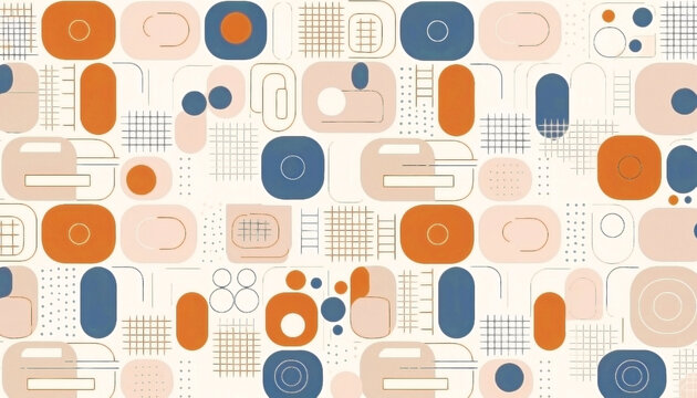 Scandinavian-inspired seamless repeating pattern featuring minimalist rounded rectangles