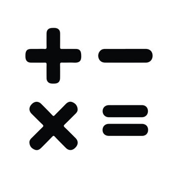 Mathematical symbols vector. Plus, minus, multiplication and division sign