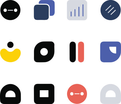 Collection of abstract geometric and ui navigation icons