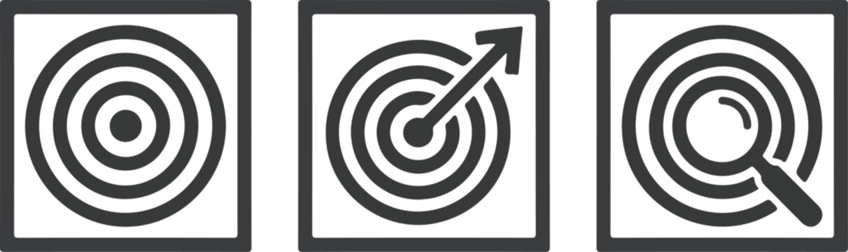 Set of target icons in square frames