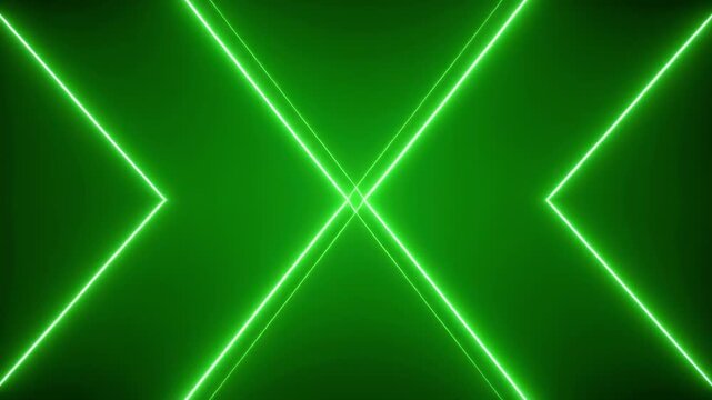 Green Neon X Shapes Forming Abstract Geometric Patterns During Night Time