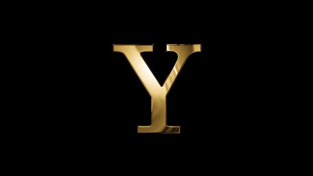English alphabet letter Y in golden style, transparent background