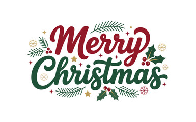 Fototapeta premium Merry christmas festive greeting card design with decorative elements
