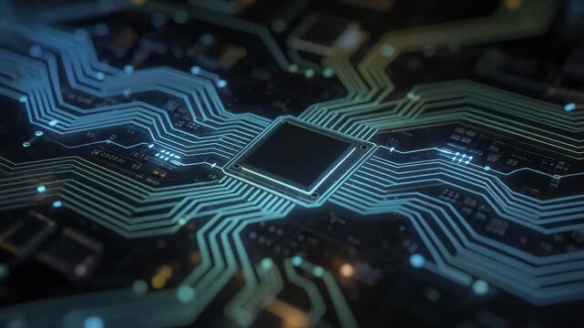 Firefly glowing in a futuristic world with vibrant circuit patterns and digital light effects