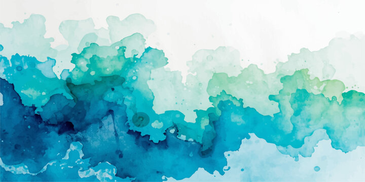 Abstract Blue Watercolor Background with Soft Cloudy Sky Texture, Vintage Paint Strokes, Flowing Water Ink Patterns and Artistic Grunge Paper Design for Wallpaper Illustration