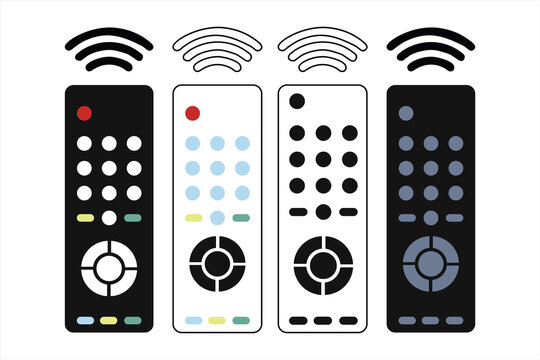 Set of collection of different modern remote control silhouettes, on clean white background,Remote control set icon, vector illustration