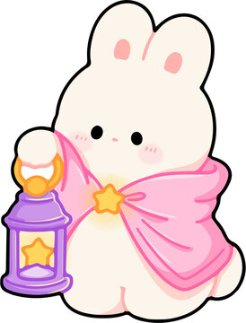 Adorable Bunny Character Holding a Lantern