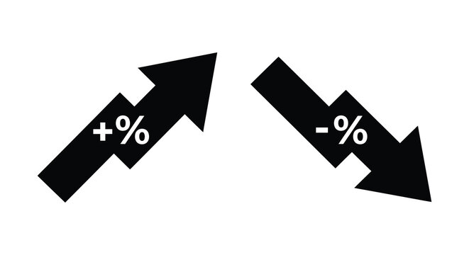 Increase And Decrease Arrows With Percent Signs Black Silhouette
