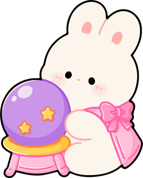 Cute Bunny with Crystal Ball Decor