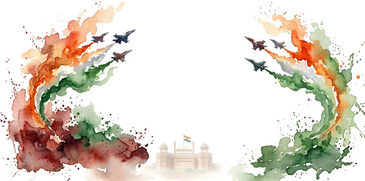 India Independence Day patriotic celebration in Watercolor.