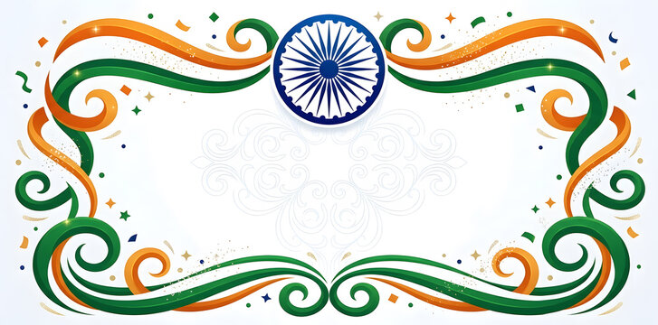 Indian Flag Tricolor Decorative Border Frame. 