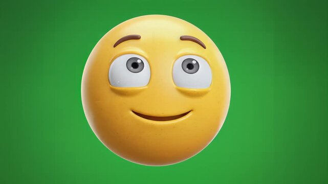 3d whistling face emoji floating on green background
