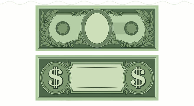 Blank dollar bill currency templates