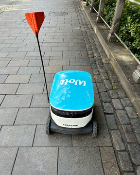 Wolt Starship Delivery Robot on Sidewalk in Helsinki