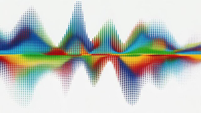 Vibrant soundwaves transforming into dynamic colorful visual effects illustrating rhythm and music energy