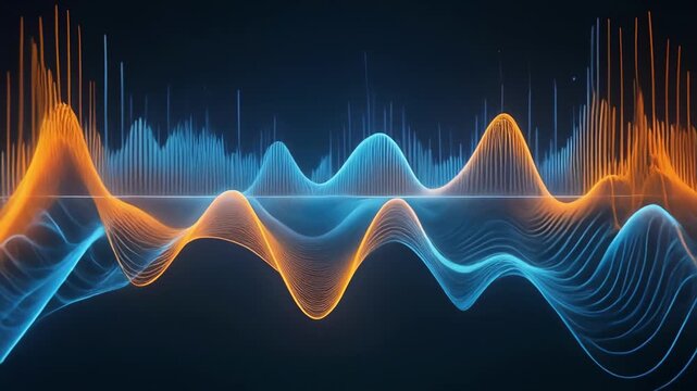 Firefly inspired immersive journey blending vibrant blue and orange sound waves with dynamic visual effects