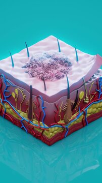 3D Skin Cancer Lesion Close Up Medical Dermatology Animation UHD Loop