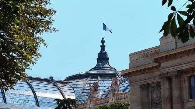 Distant view of the glass roof of Great Palace of the Champs-Elysees or Grand Palais des Champs-Elys&eacute;es 