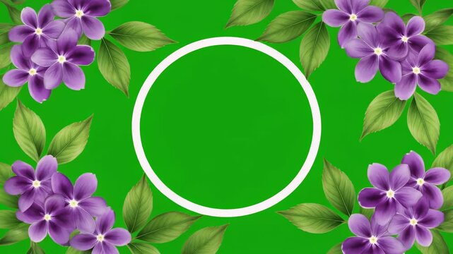 Seamless floral pattern with green screen circles for animated overlays and graphic design projects