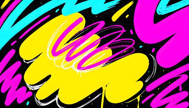 Abstract pop art paint splatter background in vibrant cyan, magenta, and yellow tricolor scheme for creative art backdrop, modern poster, and dynamic print design.