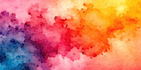 Fototapeta premium Abstract Rainbow Mosaic Texture: A vibrant explosion of color, this abstract texture features a mosaic of small, interlocking shapes in a spectrum of hues from deep blue to bright yellow.