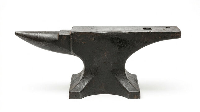 Heavy cast iron blacksmith anvil on white background