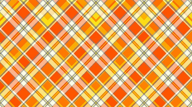 Diagonal plaid pattern in vibrant orange and yellow