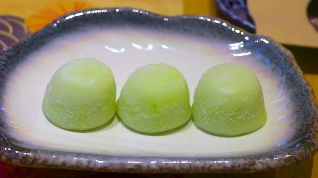 Luxury Marriott Phuket sushi restaurant mint ice dessert balls Thailand.