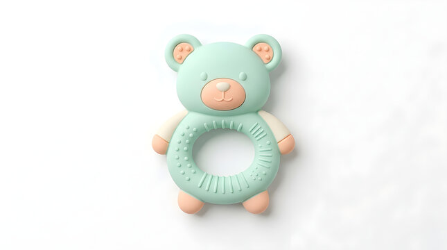 Cute bear baby teether isolated on white background