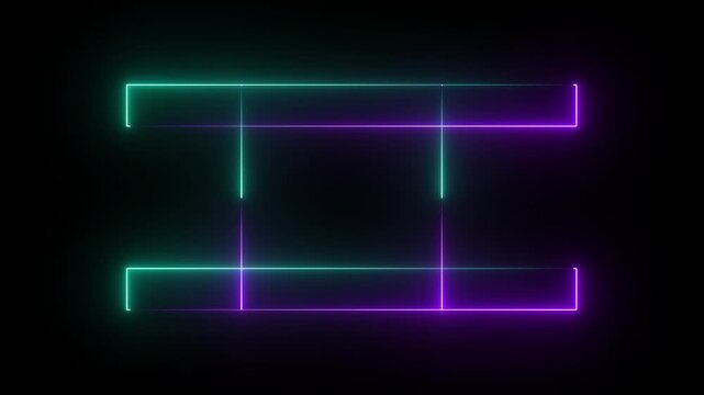 Glowing Neon web box pattern animation on black background. purple and mint color .4k animation motion graphics video.