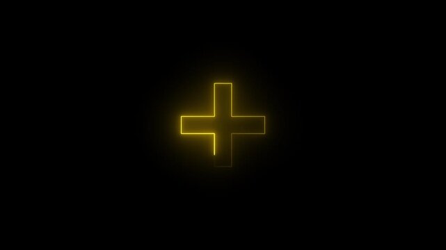 glowing Neon line plus symbol icon simple positive plus icon animation. positive technology sign. medical cross icon animation, neon plus sign icon, Plus neon sign