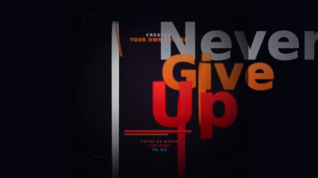 Motivational typography poster featuring inspirational never give up text design