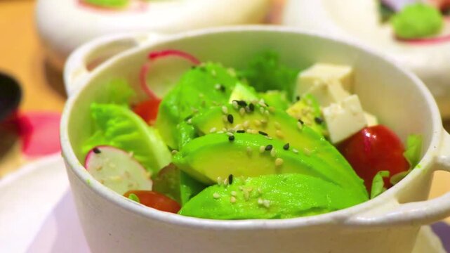 Luxury Marriott Phuket sushi restaurant avocado tomato goat cheese Thailand.