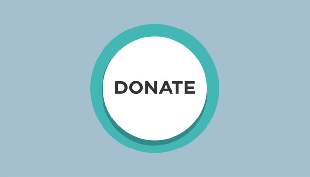 Simple circular donate button icon with blue border on grey background, promoting charitable giving and support.