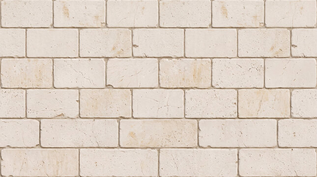 Light Cream Limestone Brick Wall Texture with Minimal Beige Natural Stone Masonry Background