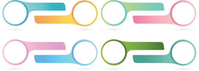 Fototapeta premium Four pairs of circular infographic with horizontal connecting bars, featuring colorful gradients on a white background