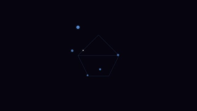 Minimalist geometric pentagon shape with pulsing light nodes animation 4k abstract motion