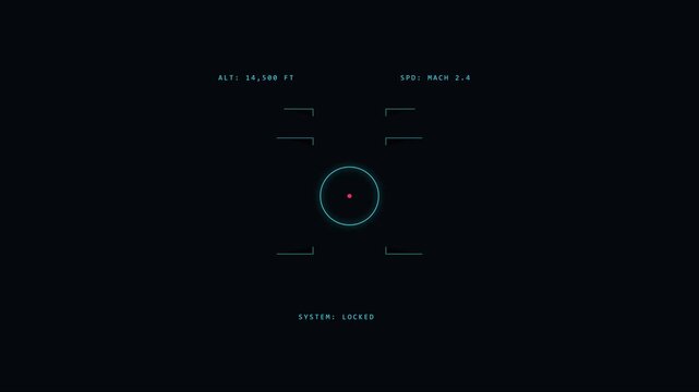 Futuristic hud target lock interface with digital flight data and radar scope overlay animation 4k heads-up display