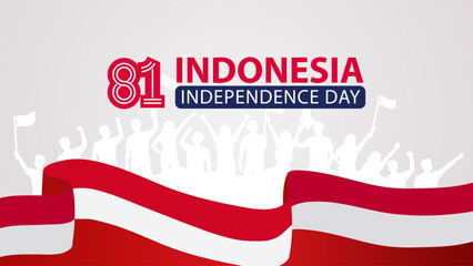 Obraz premium Indonesia Independence Day banner featuring the 81st anniversary.Vector Illustration